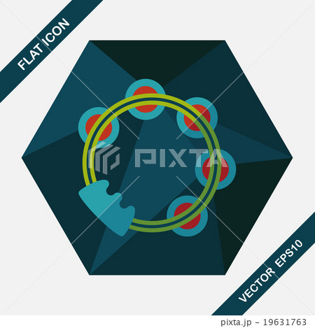 tambourine flat icon with long shadow 19631763
