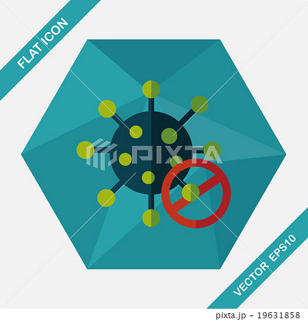 virus flat icon with long shadowのイラスト素材 [19631858] - PIXTA