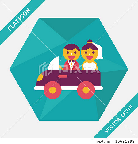 wedding car flat icon with long shadow, eps10 wedding car flat icon with long shadow, eps10 19631898