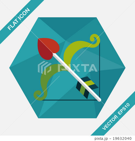 valentine's day Cupid bow and arrow flat icon with long shadow,e 19632040