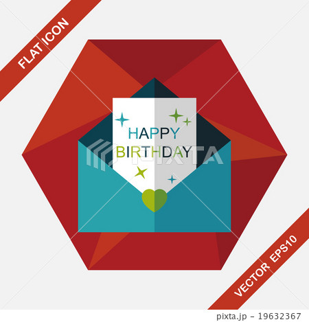 Happy birthday card flat icon with long shadow,eps10 19632367