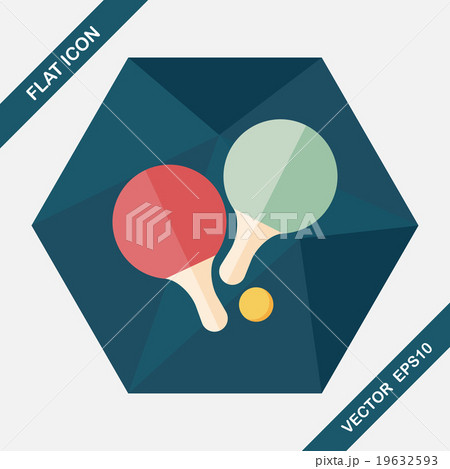 table tennis racket flat icon with long shadow,eps10 19632593