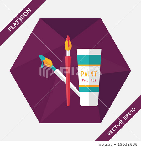 brush and color tube flat icon with long shadow,eps10 19632888