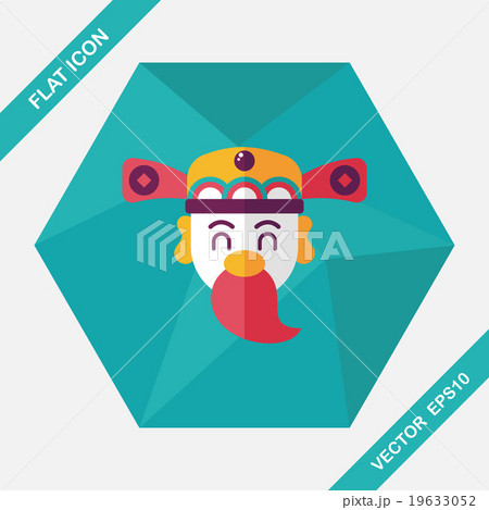 Chinese New Year flat icon with long shadow,eps10, God of wealth 19633052