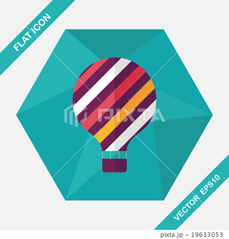 Hot Air Balloon flat icon with long shadow 19633053