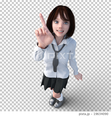女大學生一點俯視燙髮3DCG例證材料 女大學生一點俯視燙髮3DCG例證材料 19634090