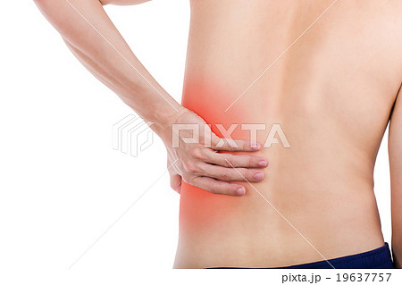 Close up male back pain isolated white background. Close up male back pain isolated white background. 19637757