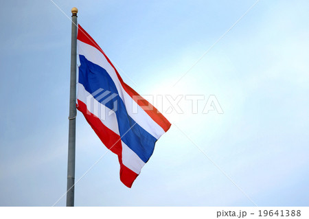The flag of Thailand on the blue sky. The flag of Thailand on the blue sky. 19641388