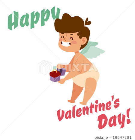 Valentine Day cupid angel cartoon style vector 19647281