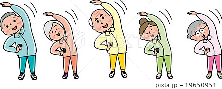 元気なシニアみんなで並んで体操　ジャージ 19650951