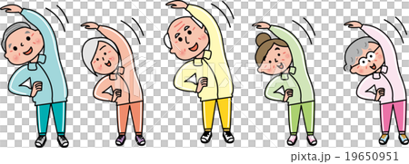 元気なシニアみんなで並んで体操　ジャージ 19650951