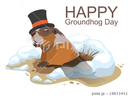Happy Groundhog Day. Marmot climbed out of hole Happy Groundhog Day. Marmot climbed out of hole 19653451