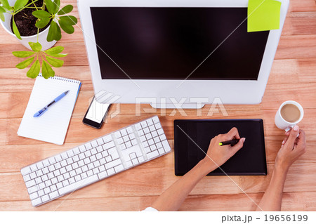 Part of hand using stylus 19656199