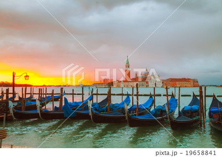 Gondolas floating in the Grand Canal Gondolas floating in the Grand Canal 19658841