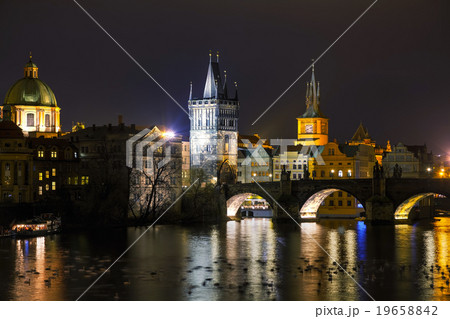 Overview of Prague in night Overview of Prague in night 19658842