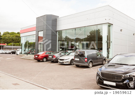 Outside view of car dealership 19659612
