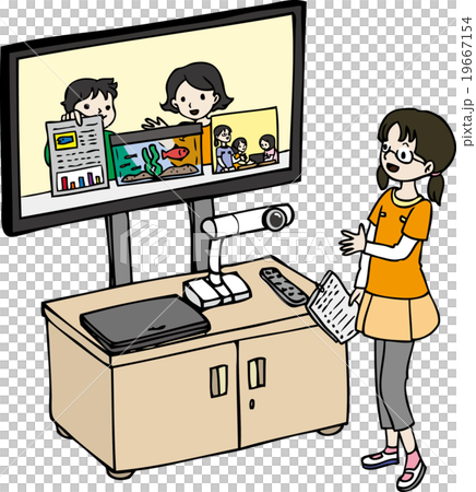 ICT教育：電子黒板を使う子ども(交流) 19667154