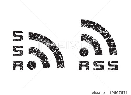 Vector scratched shabby news rss icon black 19667651