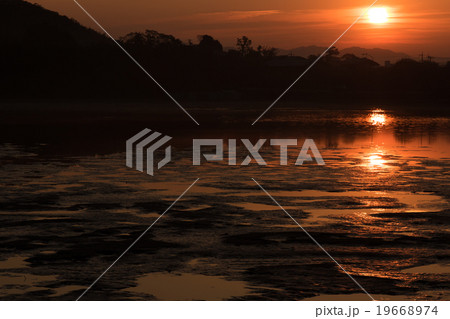 京都市右京区広沢池を早朝撮影したもの 19668974