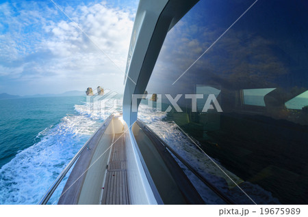 Yacht moving in calm sea Yacht moving in calm sea 19675989