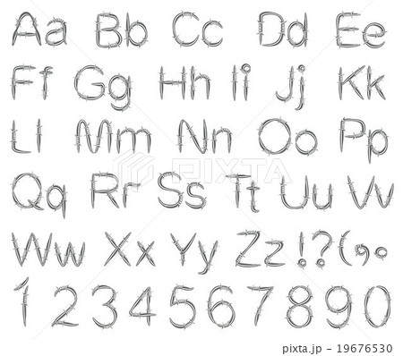 Alphabet letters type of barbed wire Alphabet letters type of barbed wire 19676530