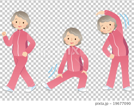 体操する高齢者 女性 体操する高齢者 女性 19677090