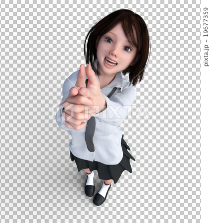 Female Student Pointing With Both Hands Stock Illustration