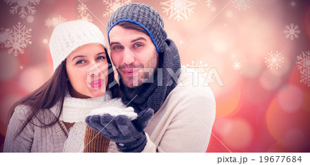 Composite image of young winter couple Composite image of young winter couple 19677684