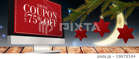 Composite image of star decorations on tree 19678584