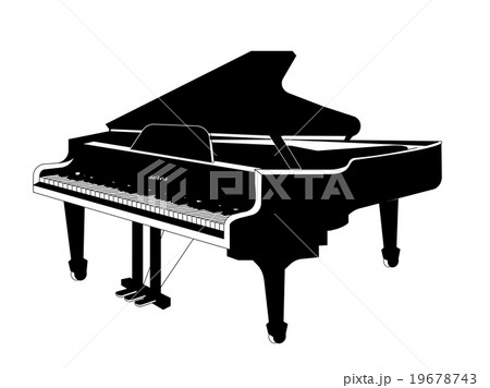 ピアノ立体線画黒色のイラスト素材
