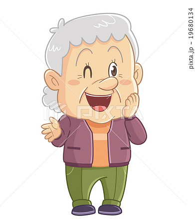 笑顔のおばあさん シニア 高齢者のコミカルでかわいい人物イラスト いわたまさよしのイラスト素材 19680134 Pixta