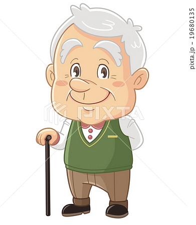 笑顔のおじいさん シニア 高齢者のコミカルでかわいい人物イラスト いわたまさよしのイラスト素材 19680135 Pixta