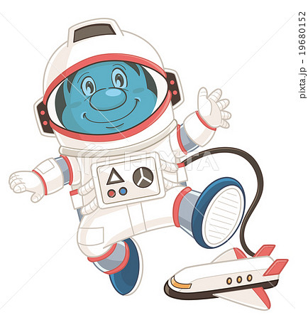 A Comic And Cute Figure Of Astronaut In Space Stock Illustration