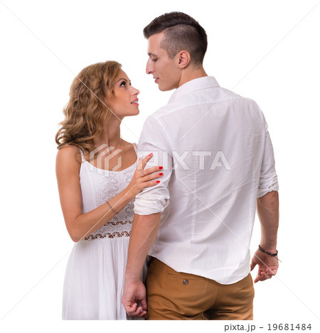 Cheerful young couple on white background 19681484