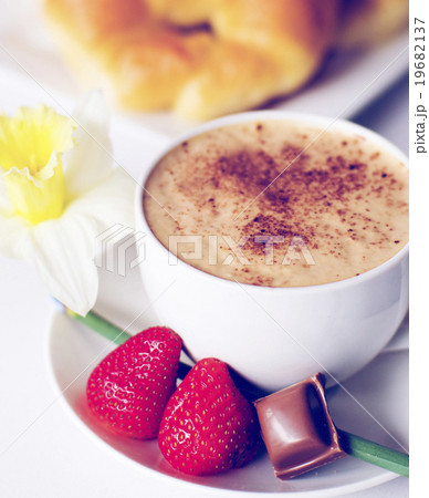 Decorated Photo Cafe Mocha Strawberries Chocolate Croissant Conc 19682137