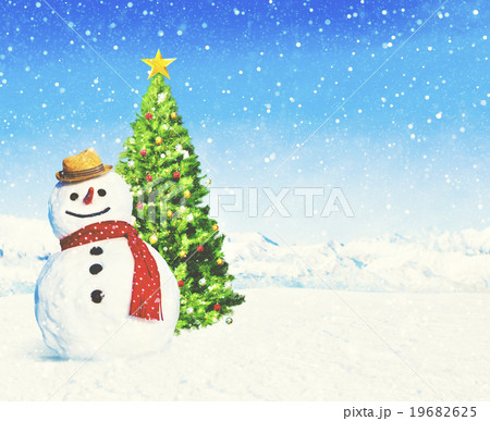 Christmas Holiday Christmas Tree Snowman Decoration Concept 19682625