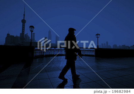 Man Walking Shanghai China Street Solitude Building Concept Man Walking Shanghai China Street Solitude Building Concept 19682984