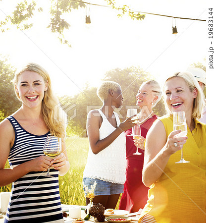 Diverse Neighbors Drinking Party Yard Concept Diverse Neighbors Drinking Party Yard Concept 19683144