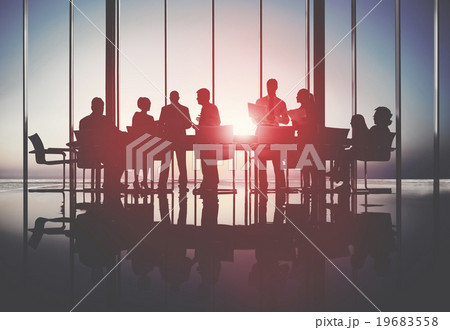 Business People Meeting Discussion Back Lit Concept Business People Meeting Discussion Back Lit Concept 19683558