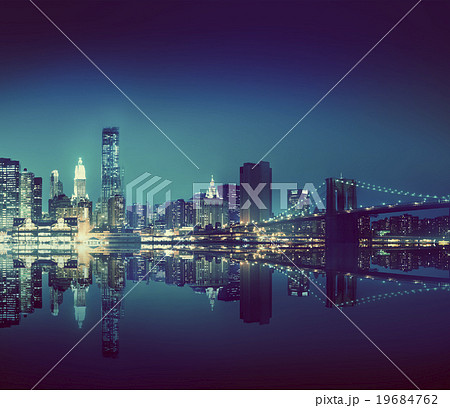 New York City Lights Scenic Bridge View Concept 19684762