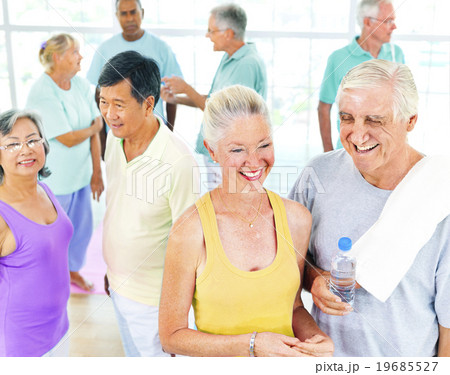 Fitness Exercise Mature Adult Happiness Bonding Friendship Conce 19685527