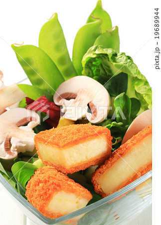 Green salad with fried cheese 19689944