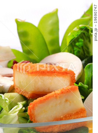 Green salad with fried cheese Green salad with fried cheese 19690747
