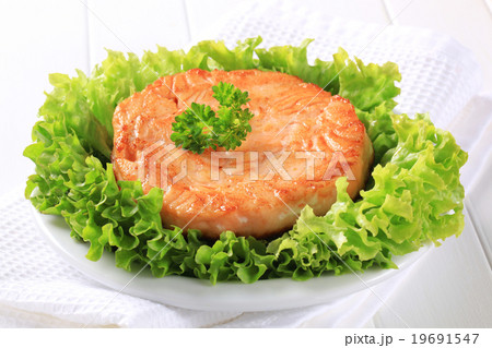 Pan fried salmon patty 19691547