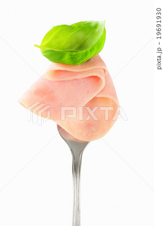 Slice of ham on fork 19691930