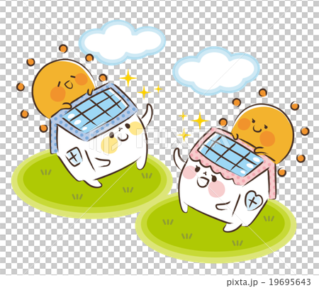 太陽光発電 キャラクターのイラスト素材