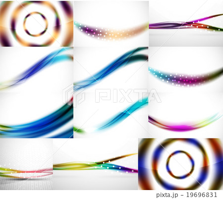 Abstract background set, blurred wave templates Abstract background set, blurred wave templates 19696831
