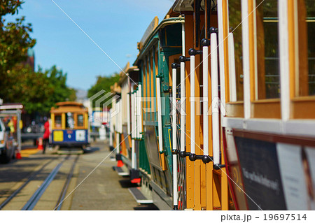 Hand-rails of famous cable cars in San Francisco 19697514