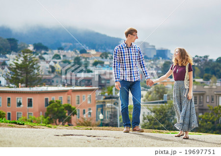 Romantic loving couple having a date in San Francisco 19697751
