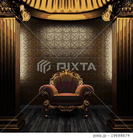 vector bronze columns, chair and tile wall vector bronze columns, chair and tile wall 19698674